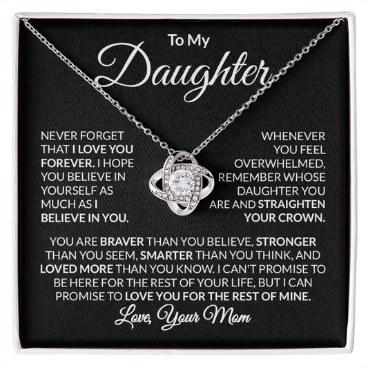To My Daughter Love Mom Love Knot Necklace