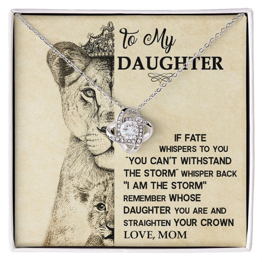 To My Daughter Love Mom Love Knot Necklace