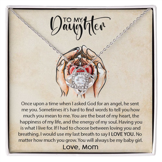 To My Daughter Love Mom - Love Knot Necklace