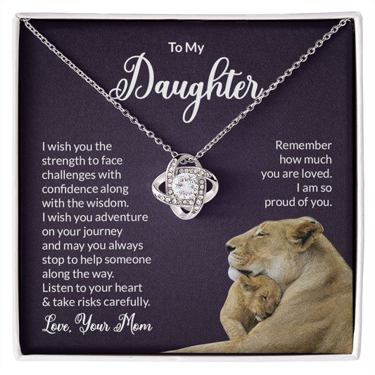 To My Daughter Love Mom Love Knot Necklace