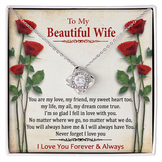 To My Beautiful Wife - Love Knot Necklace