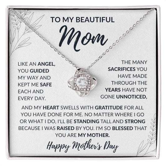 To My Beautiful Mom Love Knot Necklace