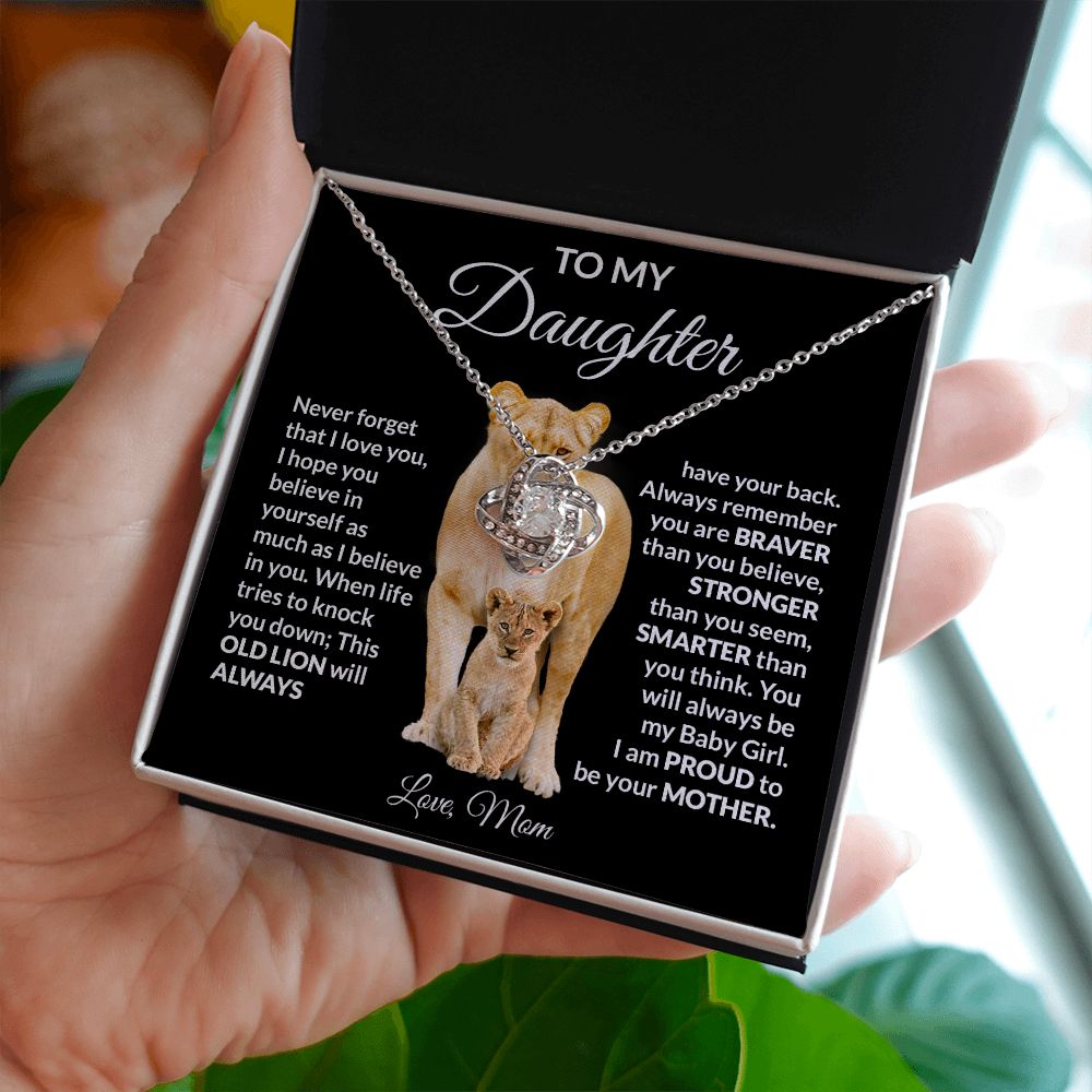To My Daughter Love Mom Love Knot Necklace