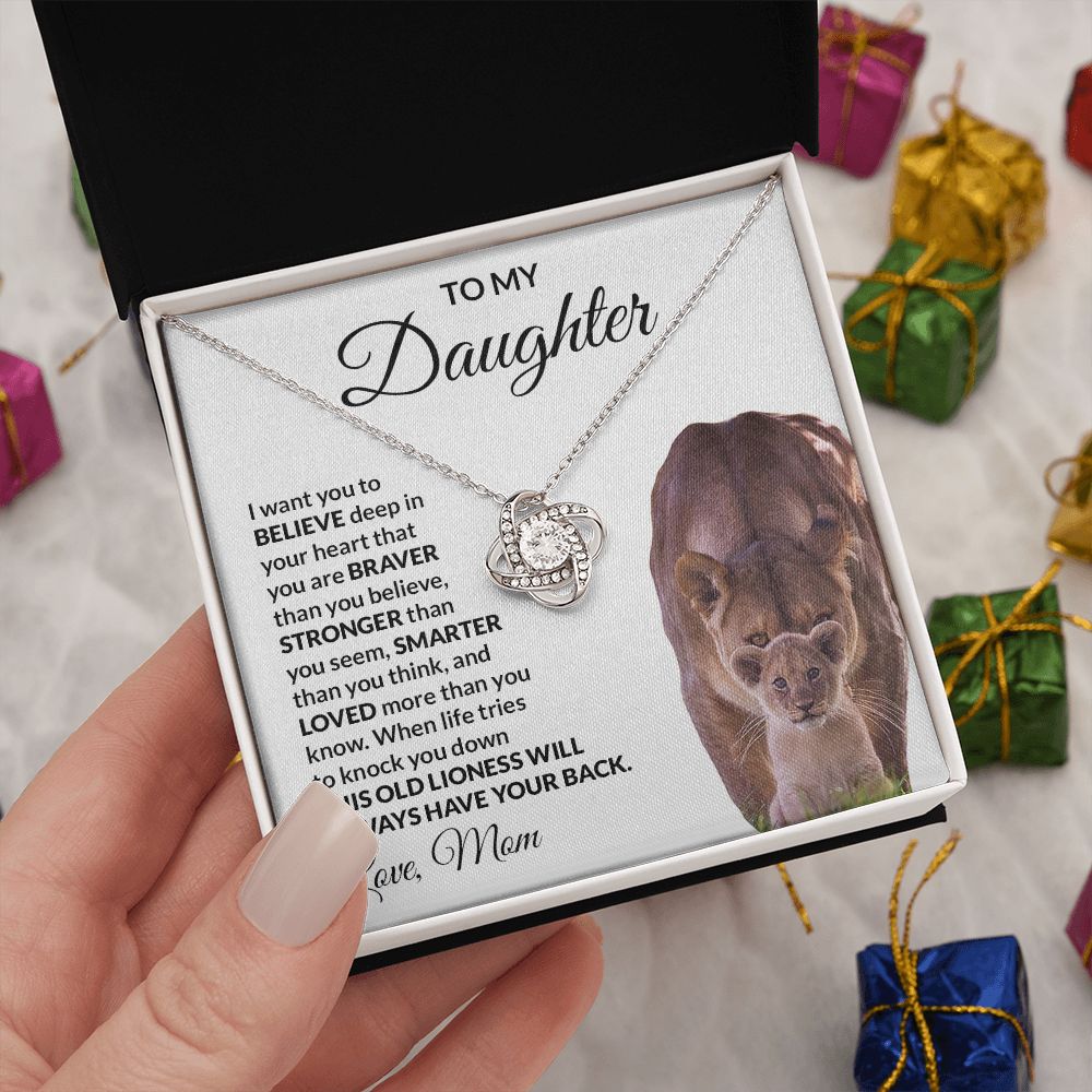 To My Daughter Love Mom Love Knot Necklace
