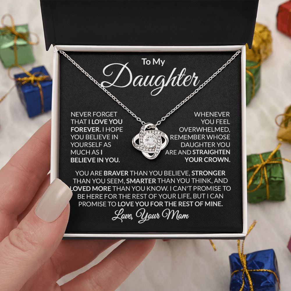 To My Daughter Love Mom Love Knot Necklace