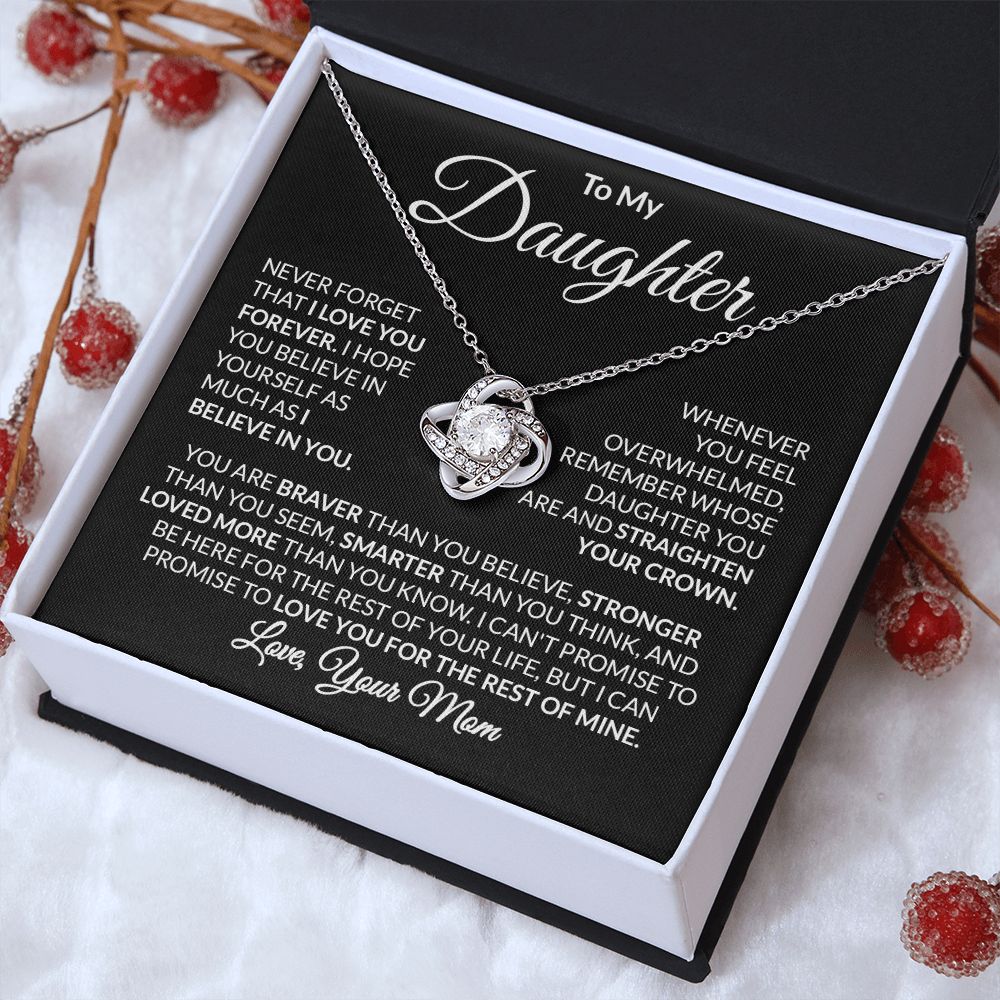 To My Daughter Love Mom Love Knot Necklace