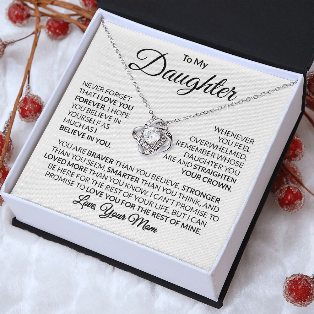 To My Daughter Love Mom Love Knot Necklace