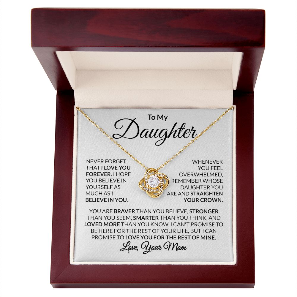 To My Daughter Love Mom Love Knot Necklace