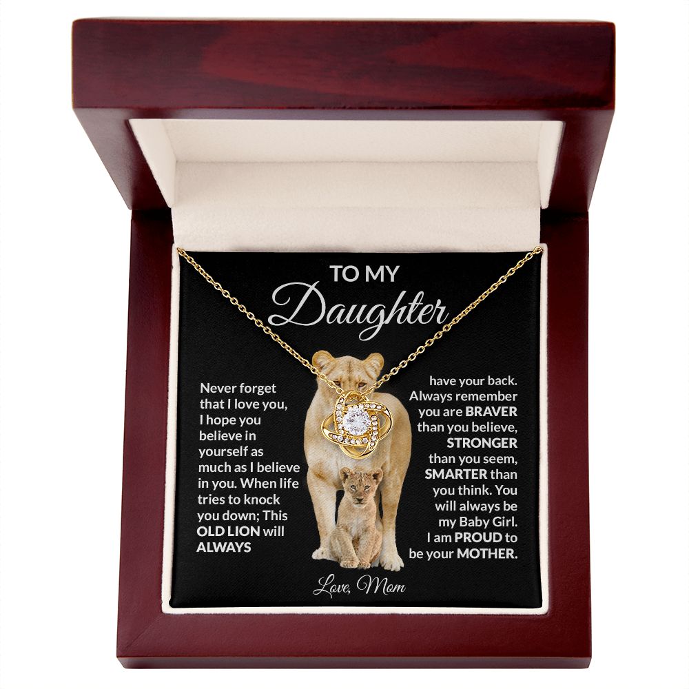 To My Daughter Love Mom Love Knot Necklace