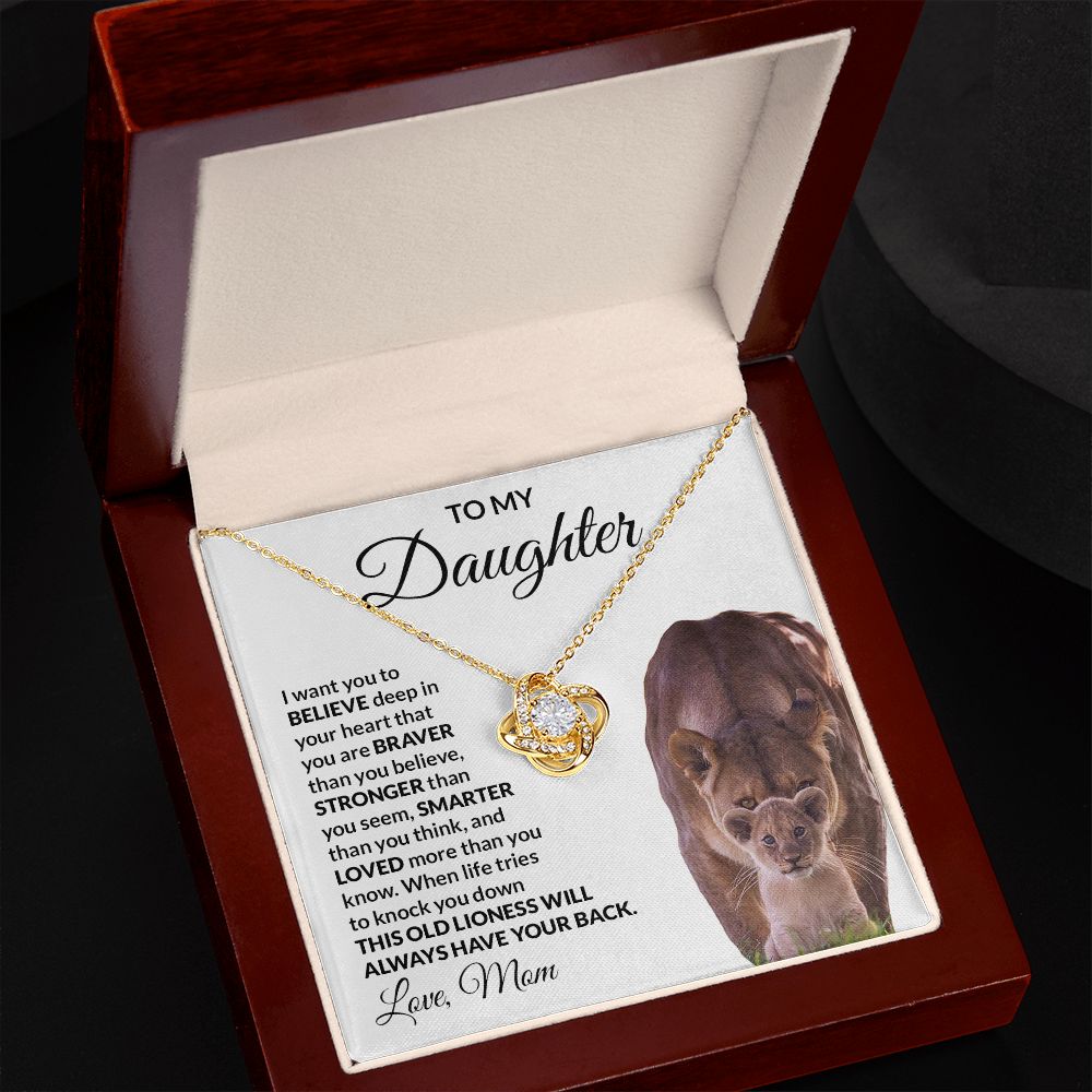 To My Daughter Love Mom Love Knot Necklace