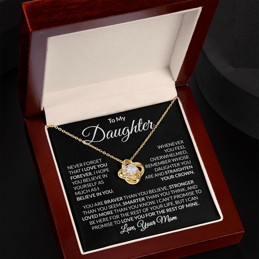 To My Daughter Love Mom Love Knot Necklace