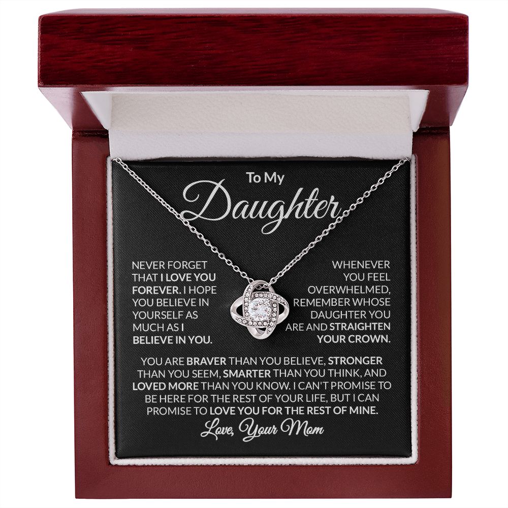 To My Daughter Love Mom Love Knot Necklace