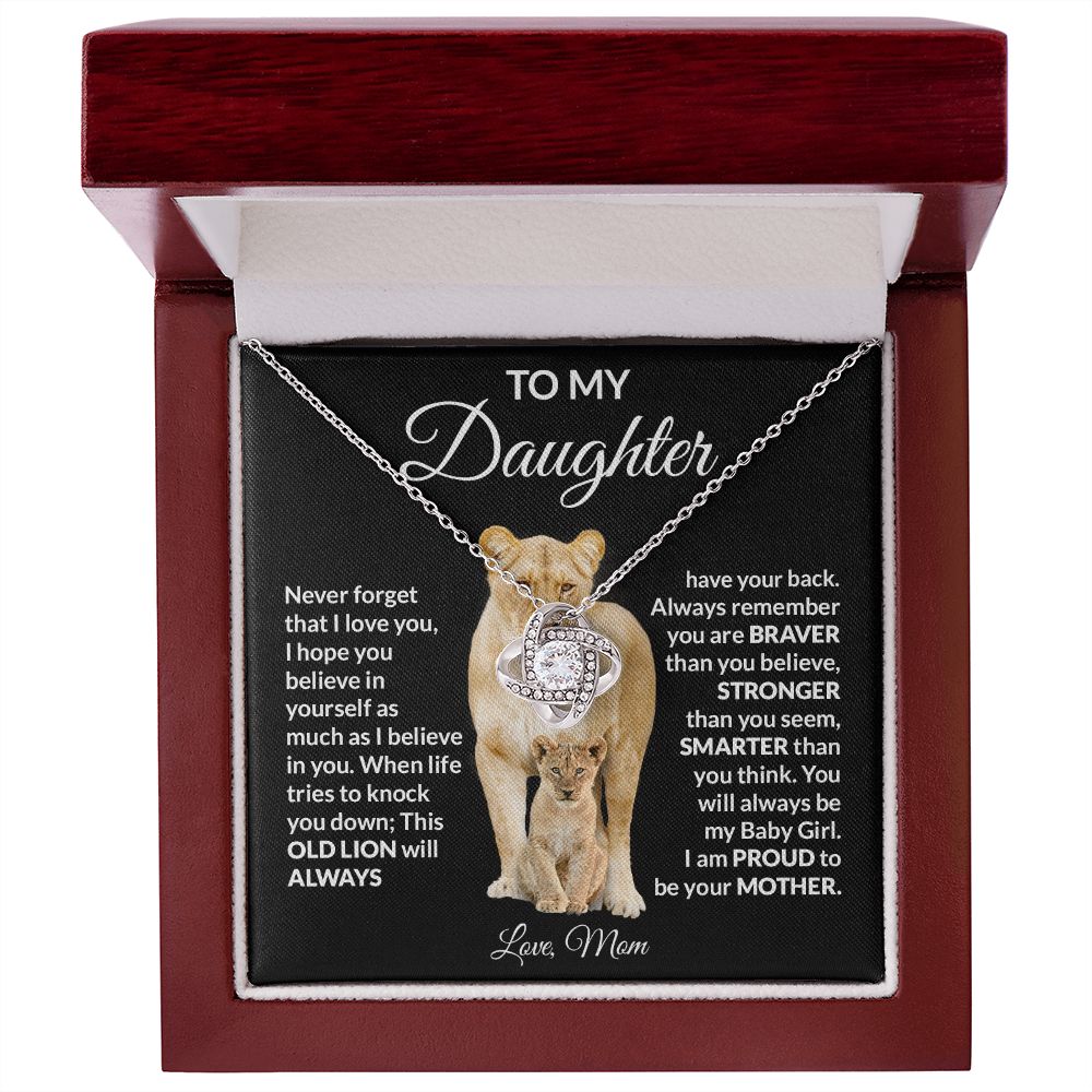 To My Daughter Love Mom Love Knot Necklace