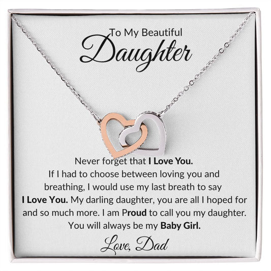To My Beautiful Daughter - Interlocking Hearts Necklace