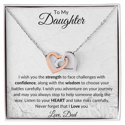 To My Daughter  Love Dad - Interlocking Heart Necklace