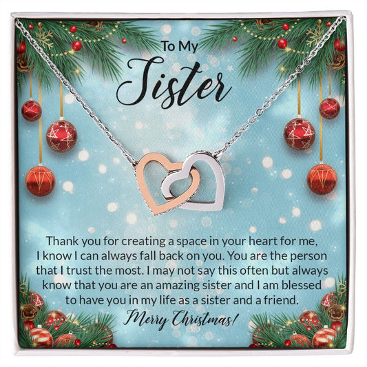 To My Sister - Interlocking Hearts Necklace