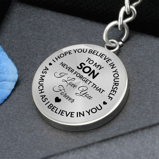 To My Son Graphic Circle Keychain