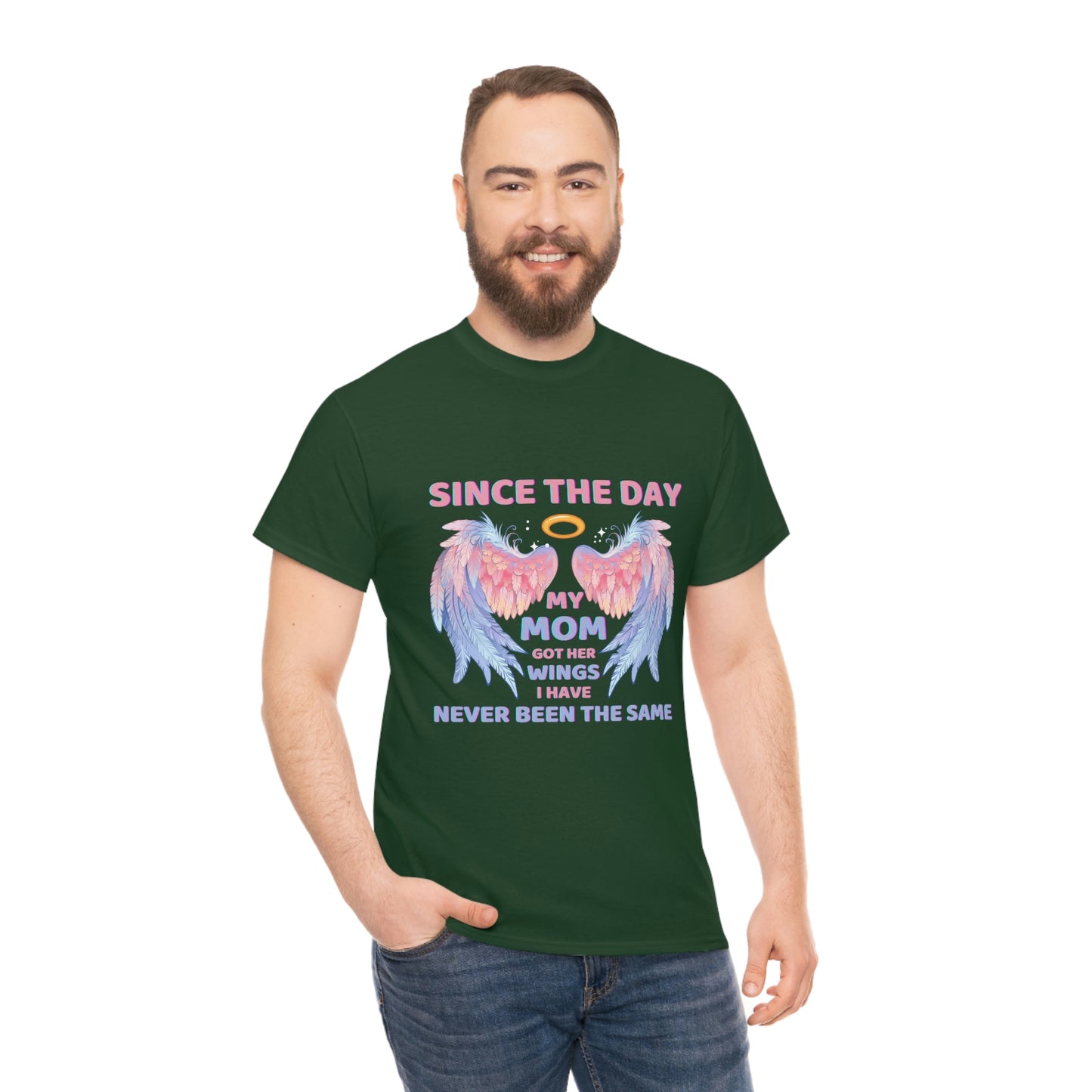 Since The Day My Mom Got Her Wings Unisex Heavy Cotton Tee