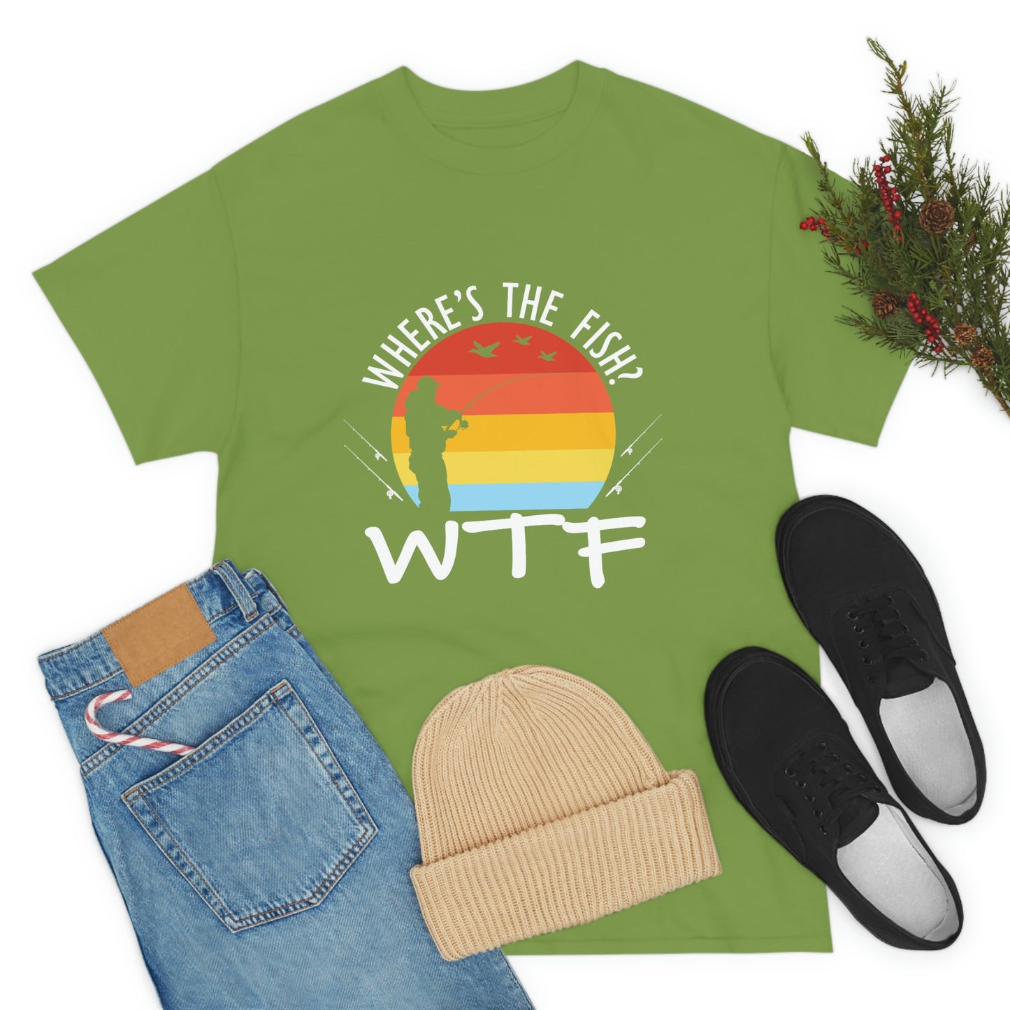 Where's The Fish  WTF Unisex Heavy Cotton Tee
