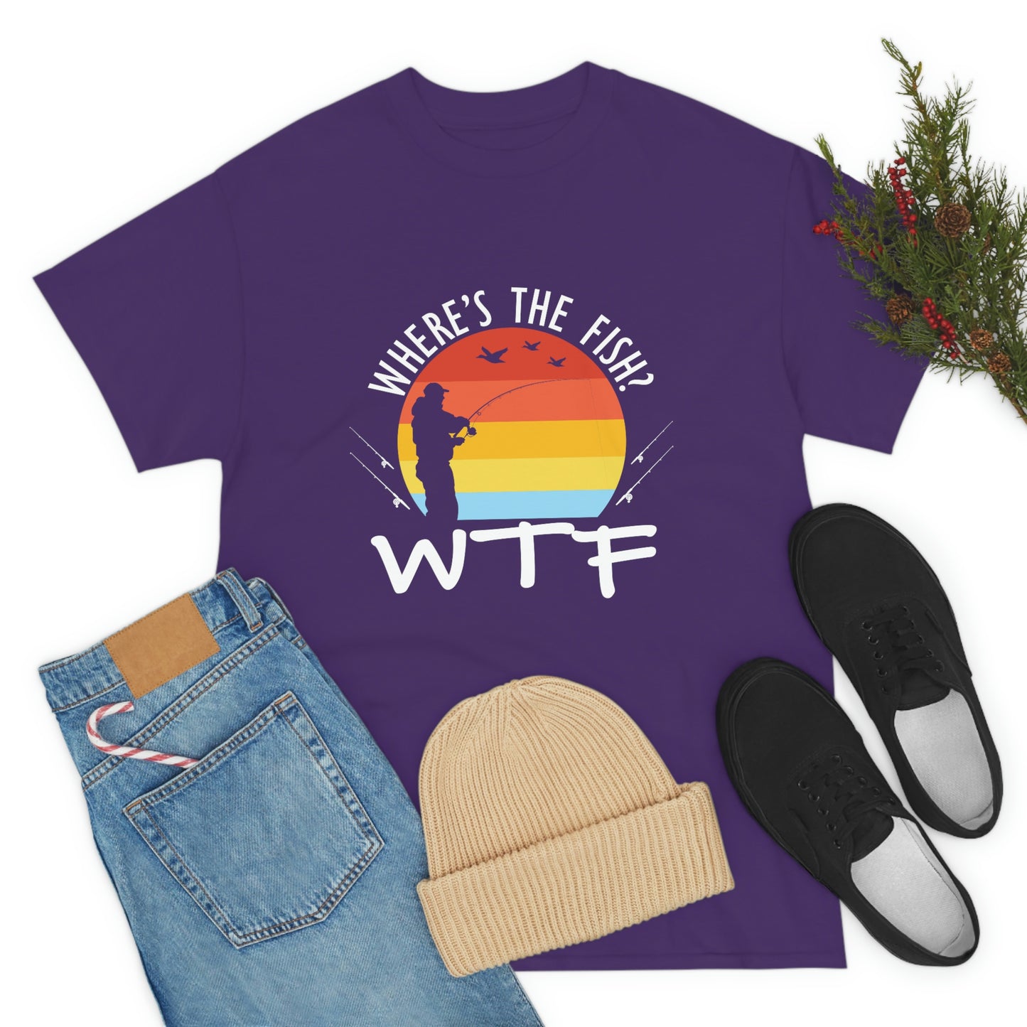 Where's The Fish  WTF Unisex Heavy Cotton Tee