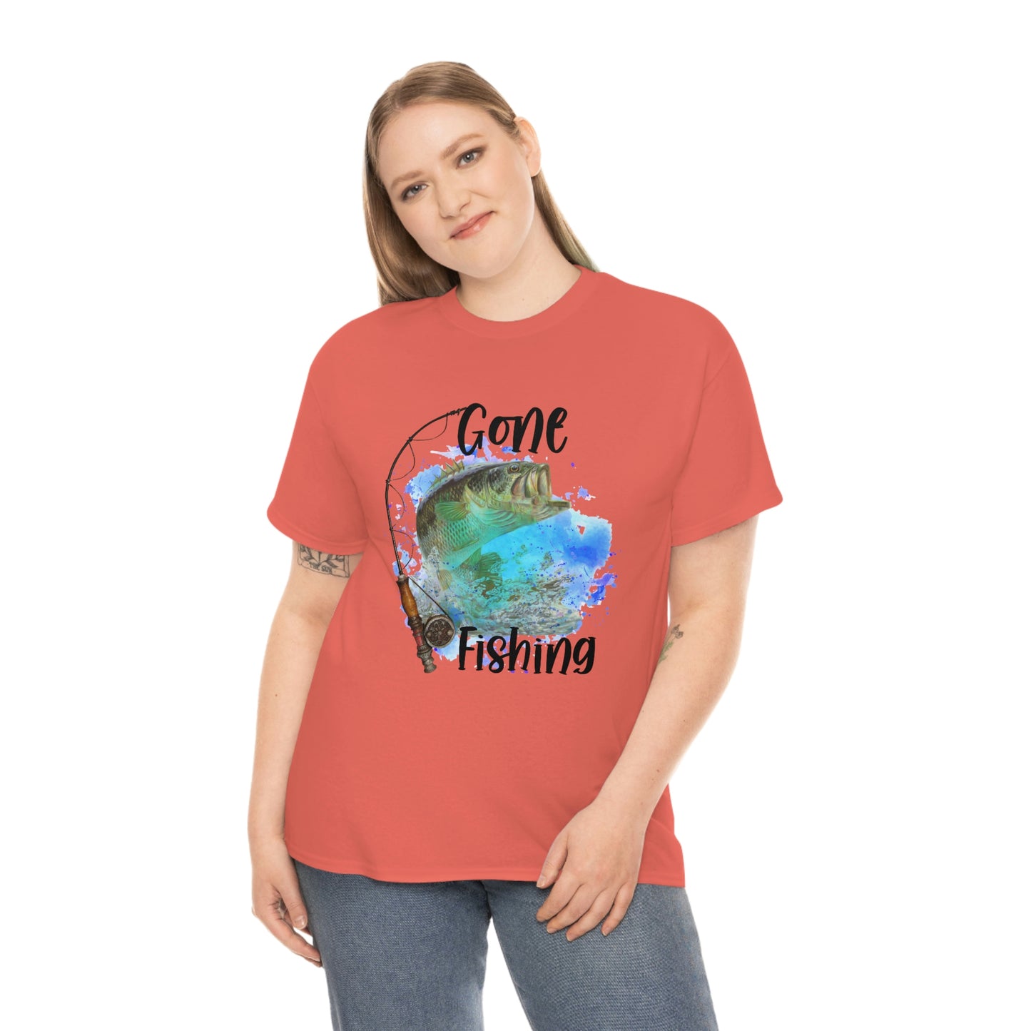 Gone Fishing Unisex Heavy Cotton Tee