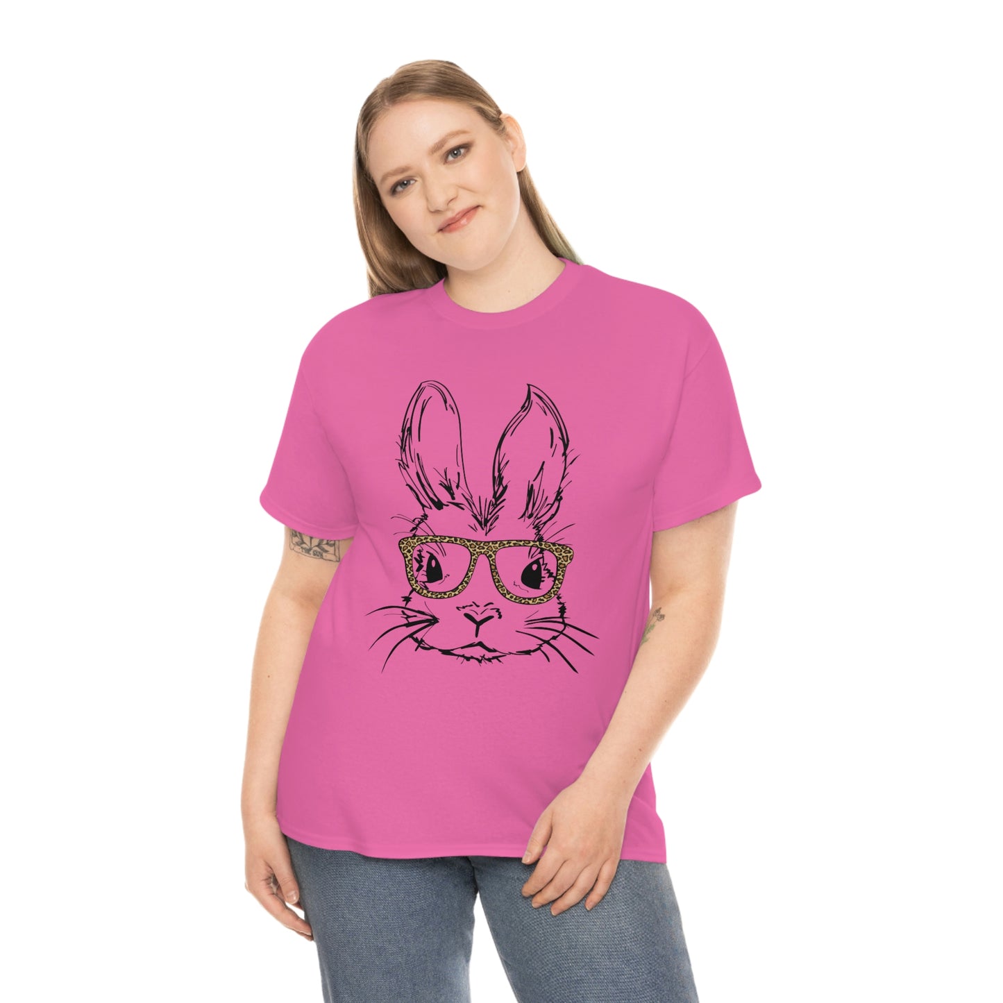 Easter Bunny With Glasses Unisex Heavy Cotton Tee