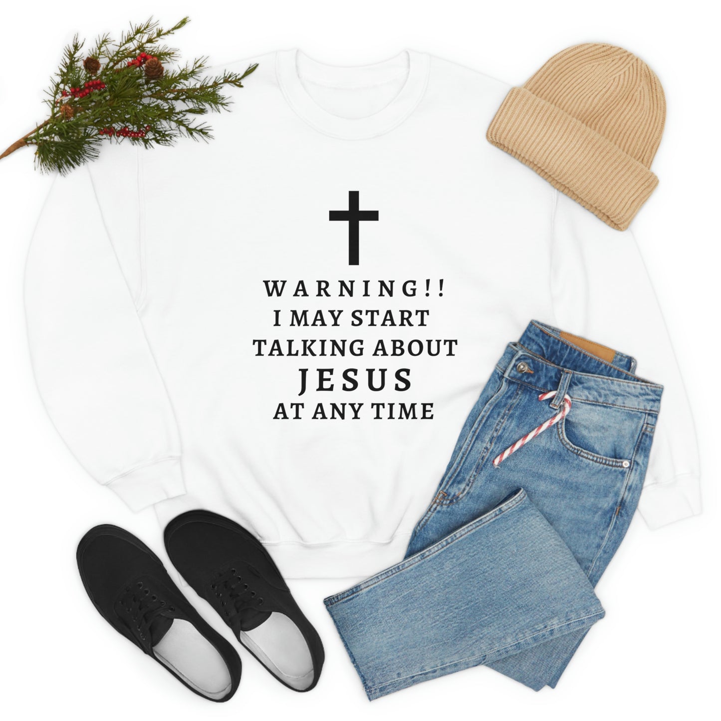 Warning I May Start Talking About Jesus  Unisex Heavy Blend™ Crewneck Sweatshirt