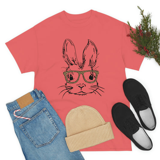 Easter Bunny With Glasses Unisex Heavy Cotton Tee