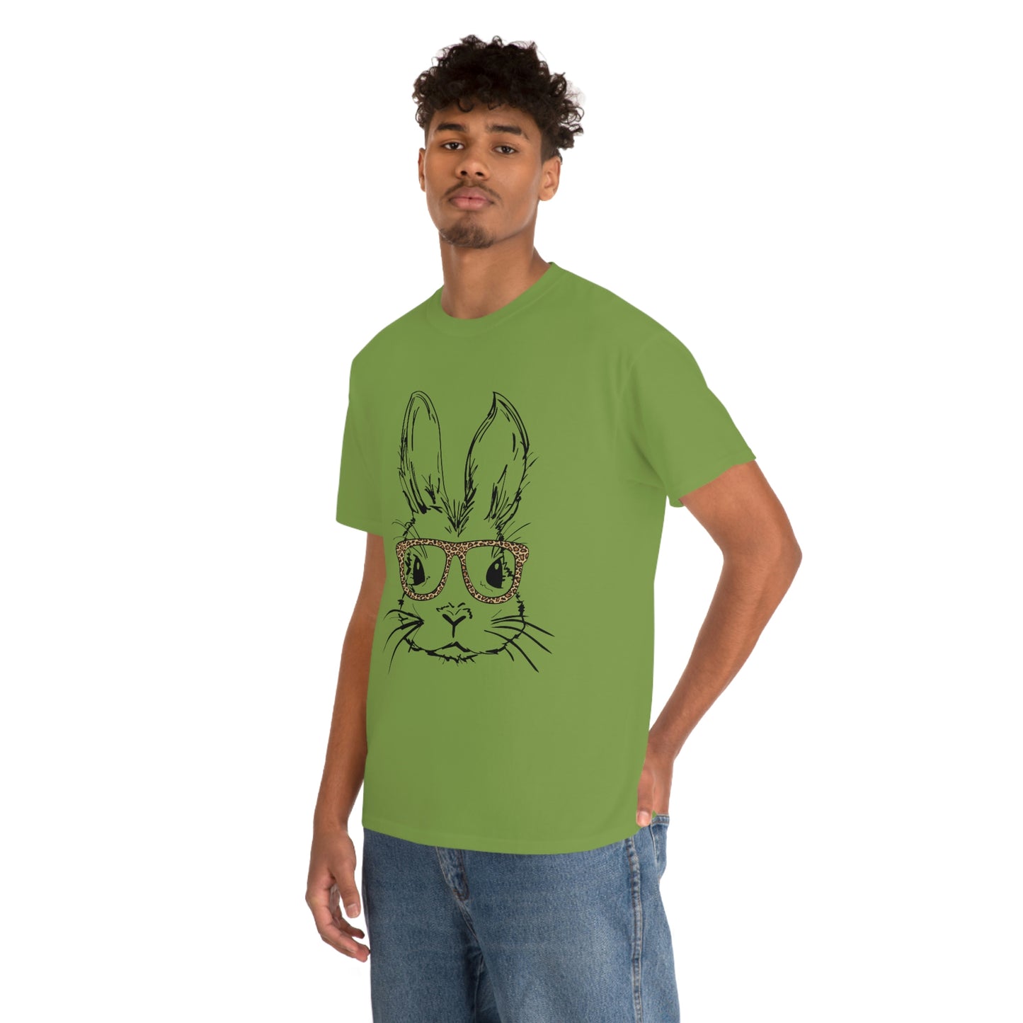 Easter Bunny With Glasses Unisex Heavy Cotton Tee