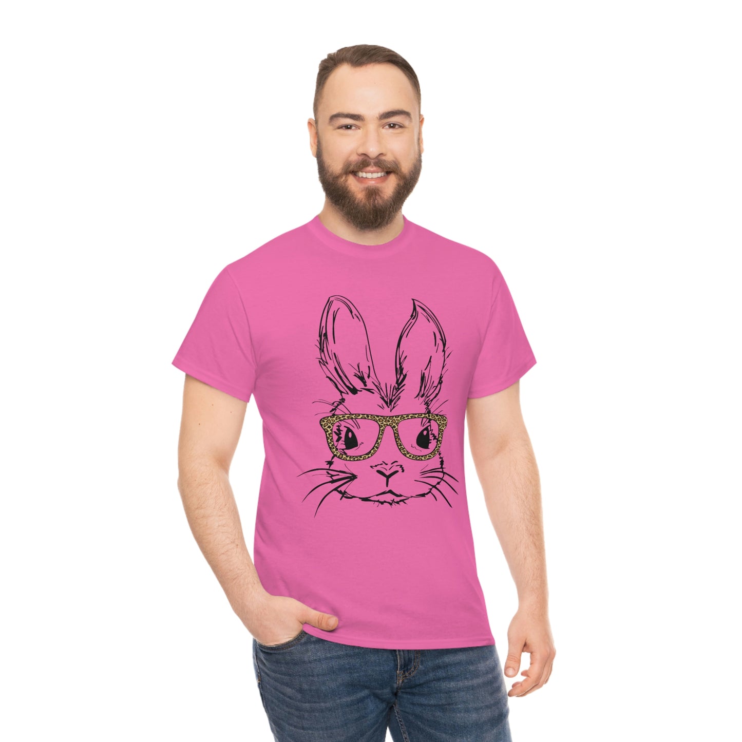 Easter Bunny With Glasses Unisex Heavy Cotton Tee