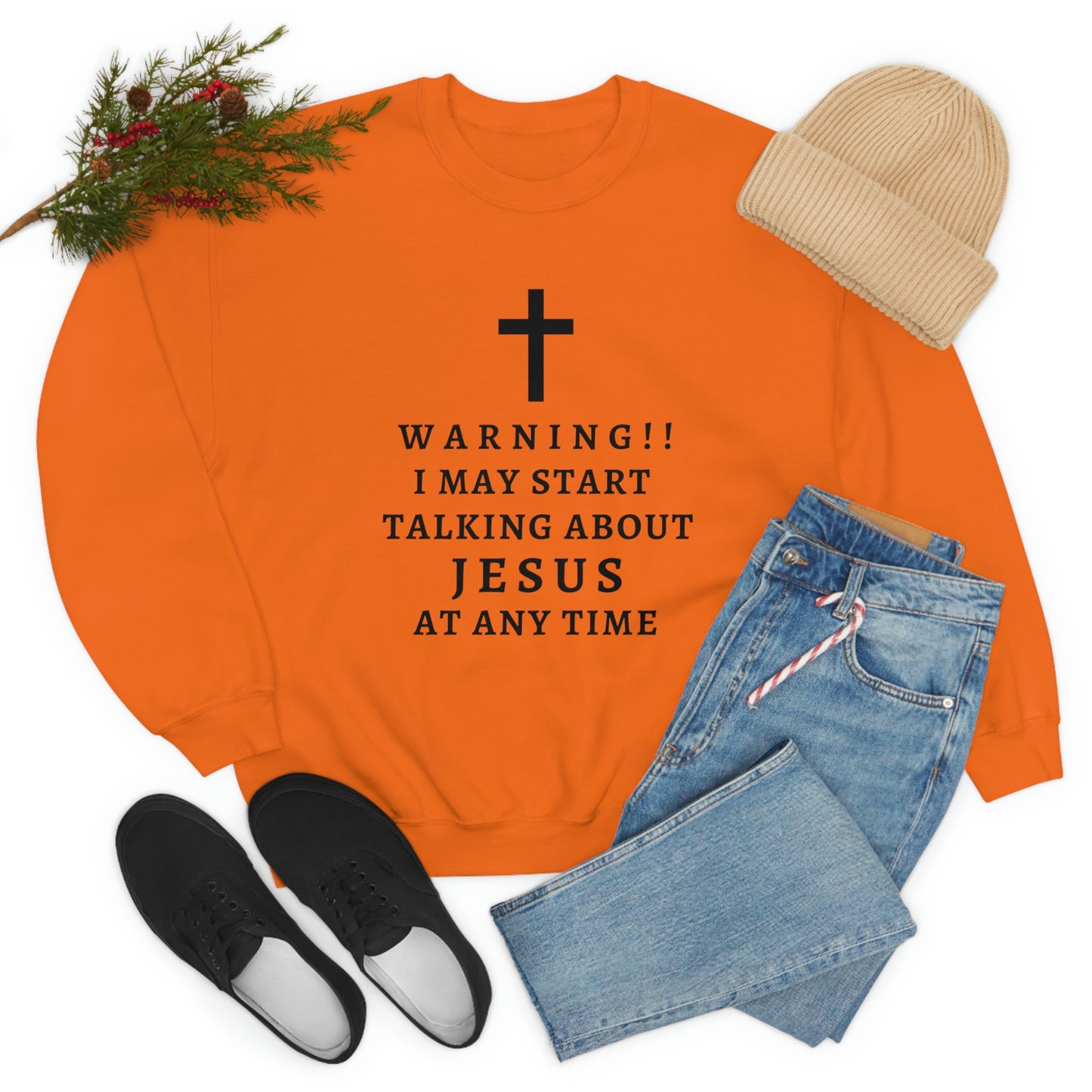 Warning I May Start Talking About Jesus  Unisex Heavy Blend™ Crewneck Sweatshirt