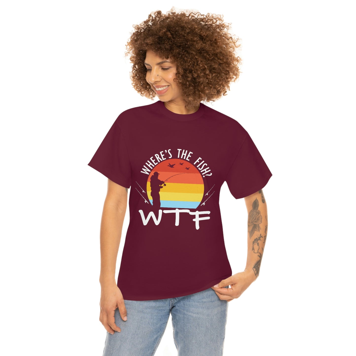 Where's The Fish  WTF Unisex Heavy Cotton Tee