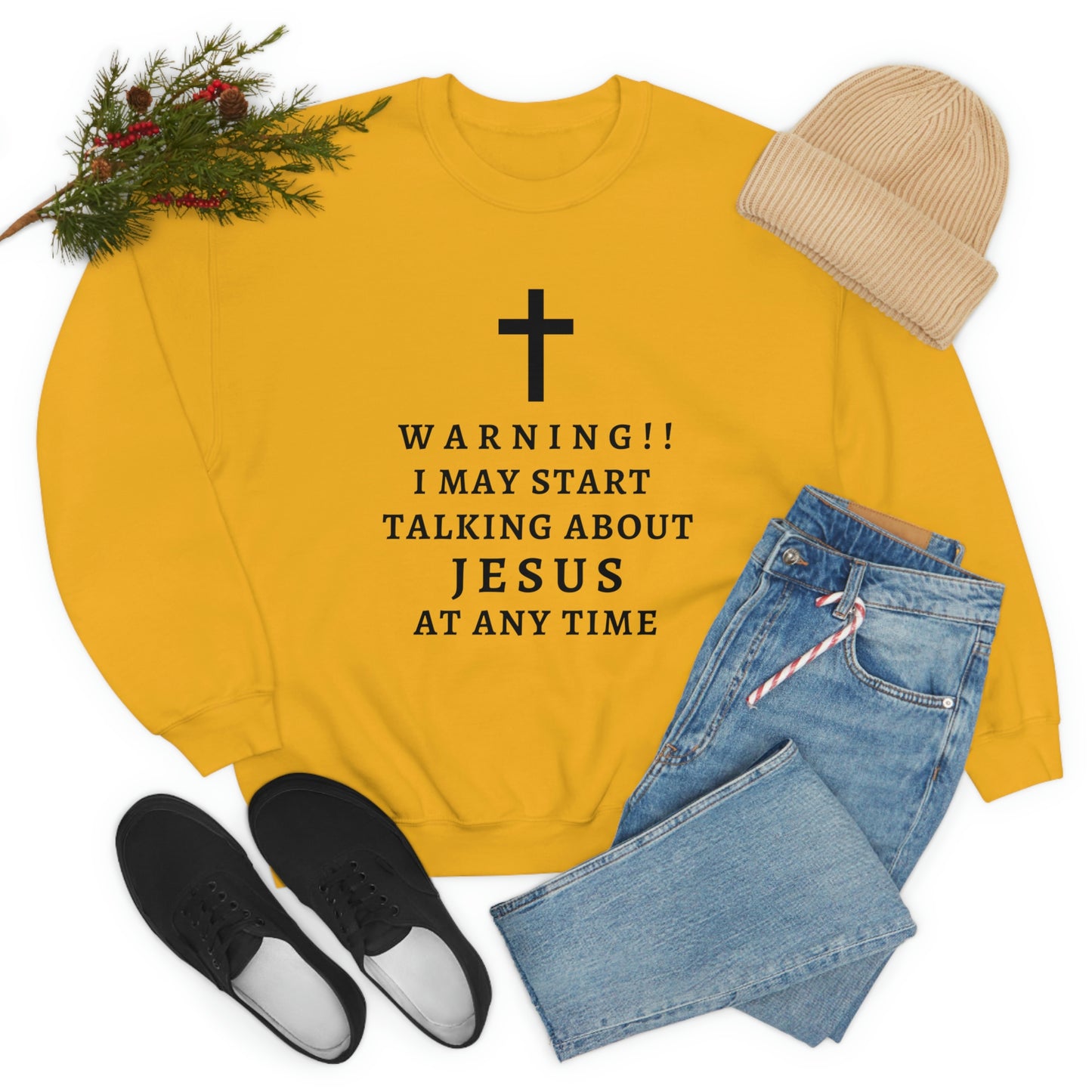 Warning I May Start Talking About Jesus  Unisex Heavy Blend™ Crewneck Sweatshirt