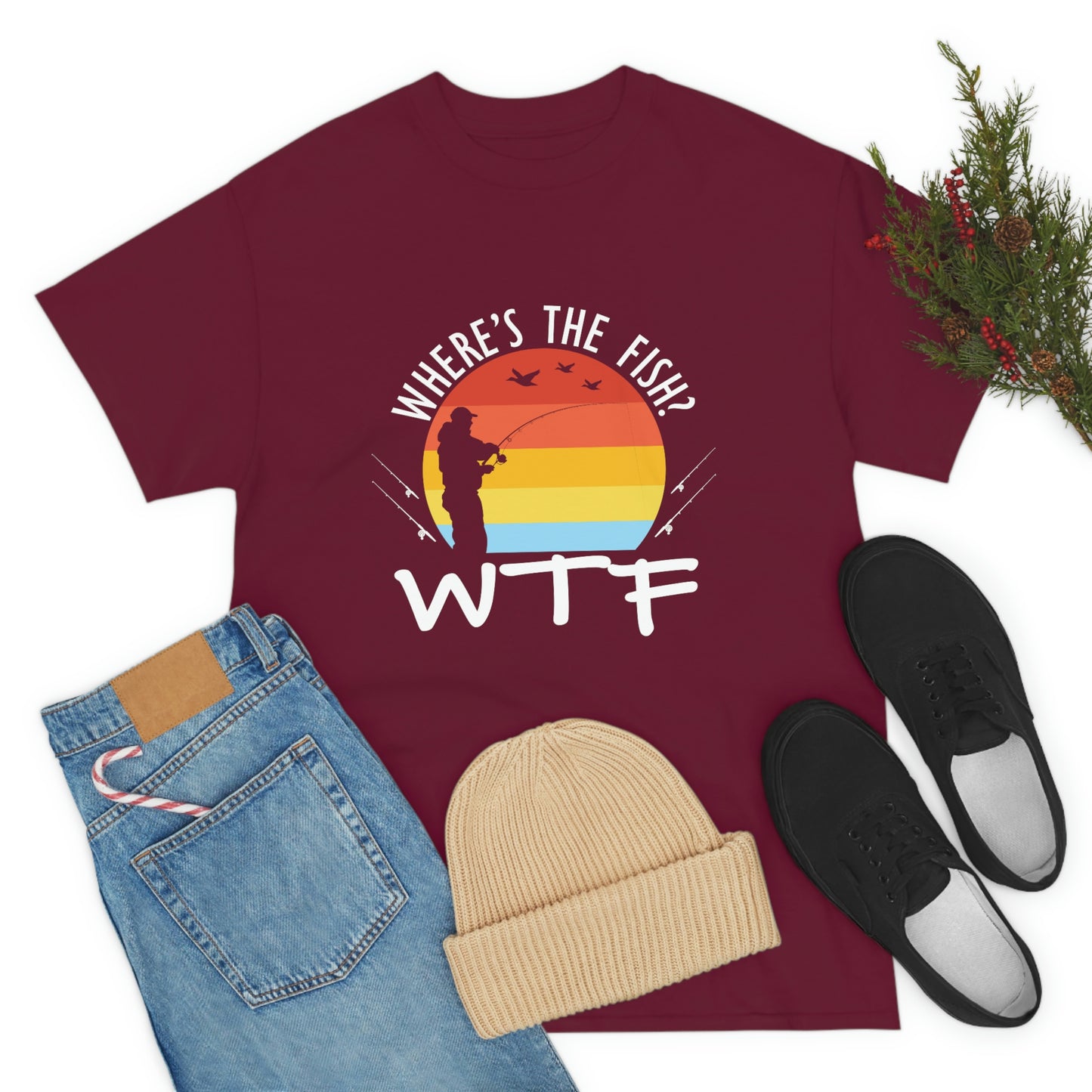 Where's The Fish  WTF Unisex Heavy Cotton Tee