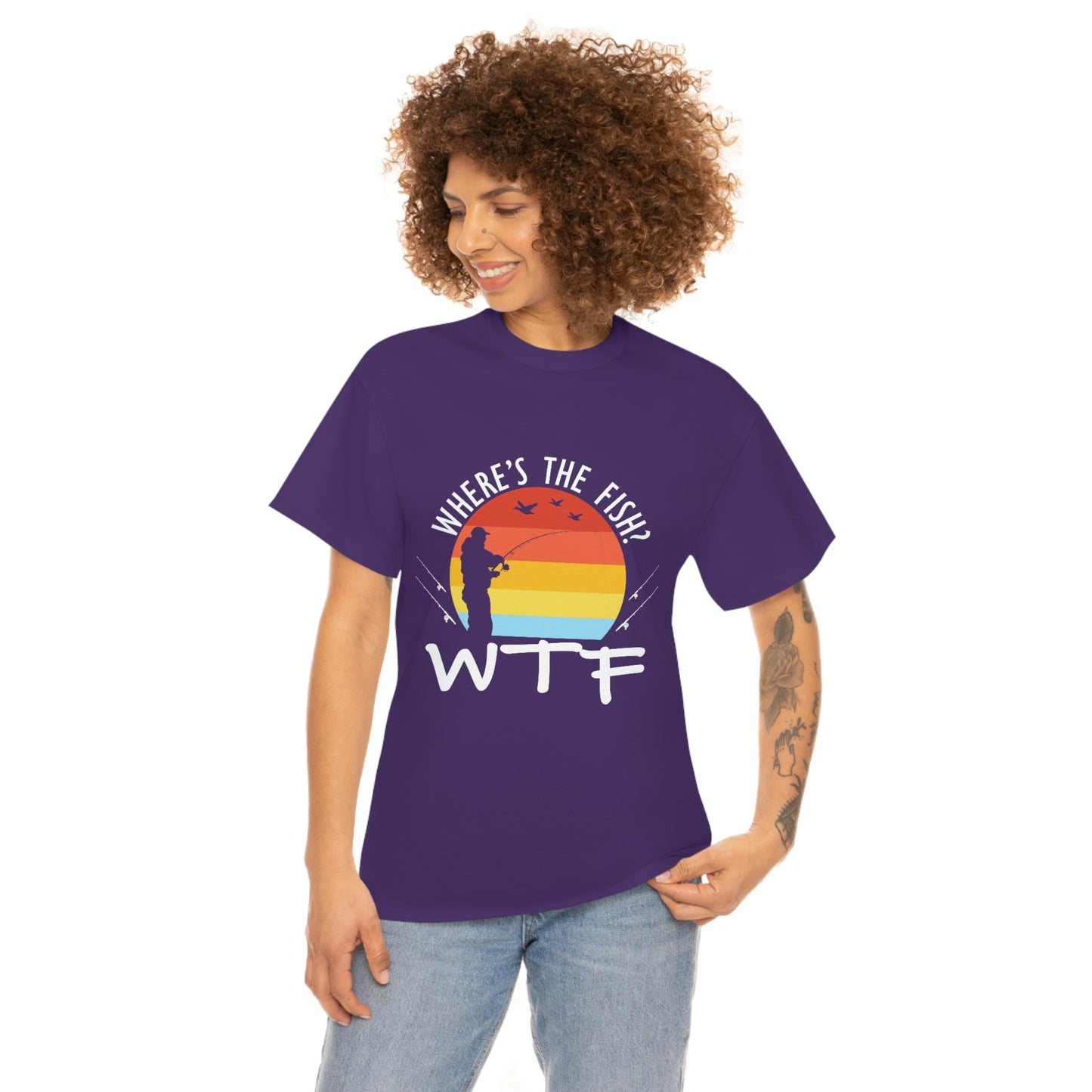Where's The Fish  WTF Unisex Heavy Cotton Tee