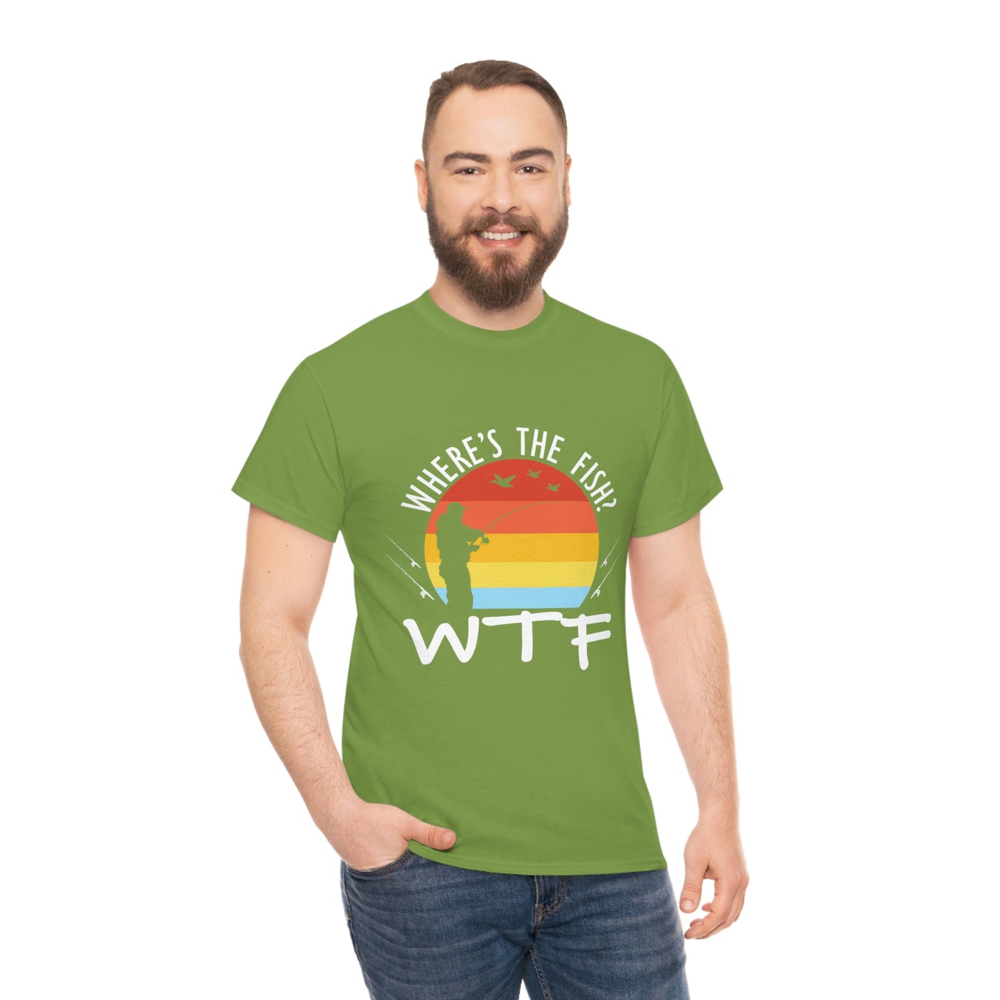 Where's The Fish  WTF Unisex Heavy Cotton Tee