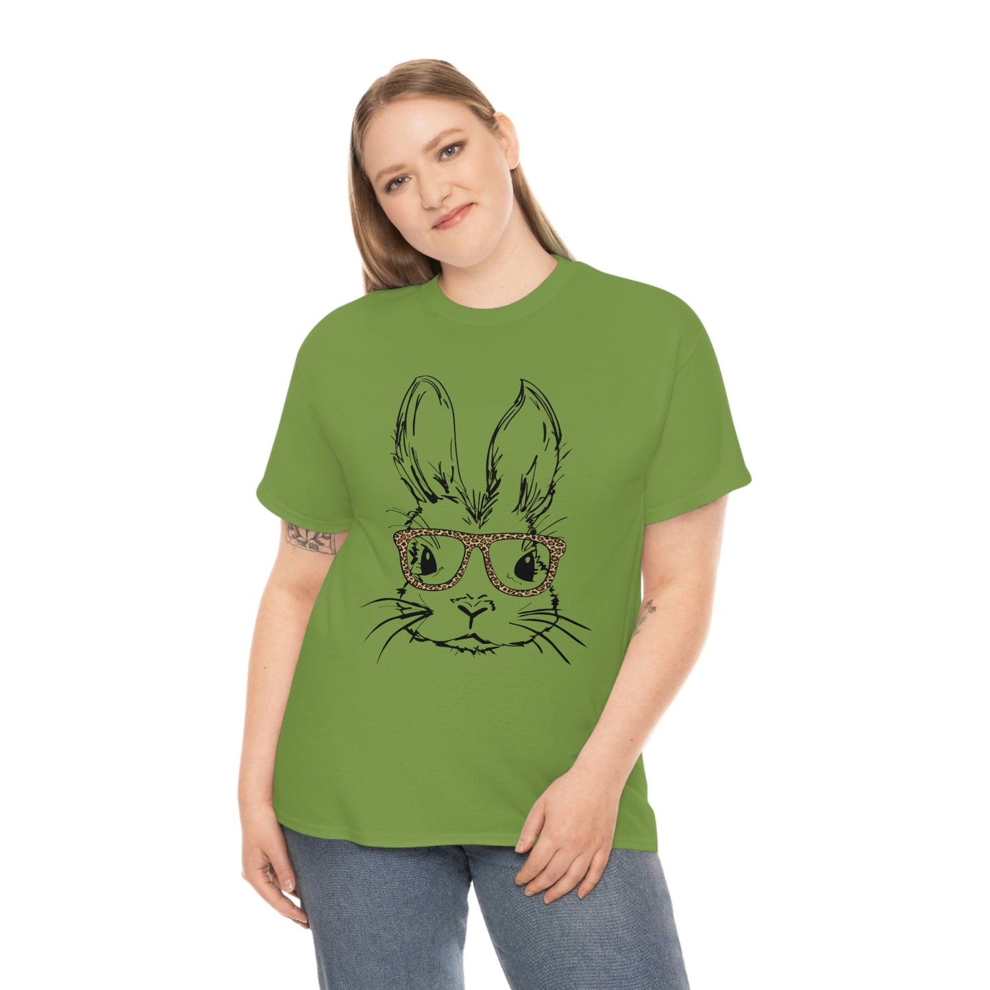 Easter Bunny With Glasses Unisex Heavy Cotton Tee