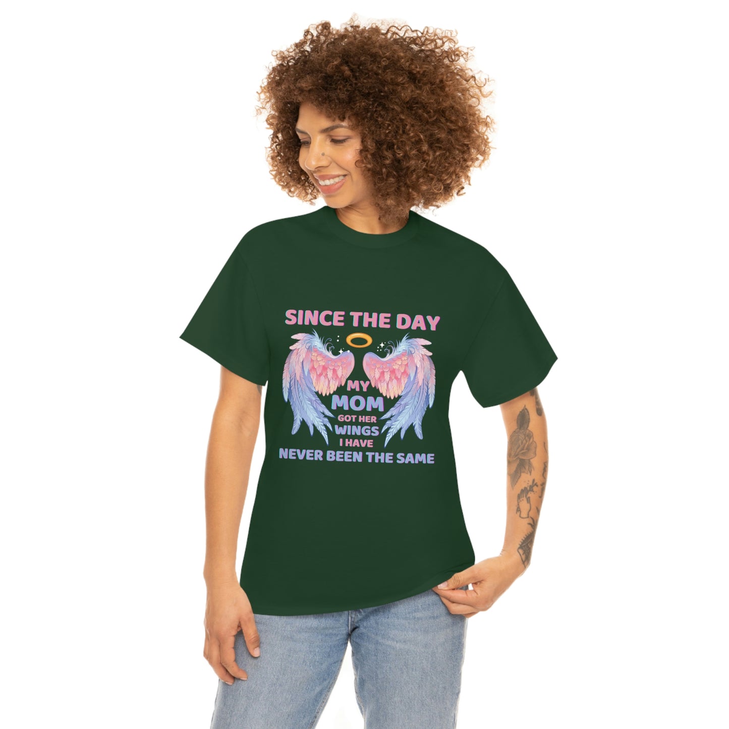 Since The Day My Mom Got Her Wings Unisex Heavy Cotton Tee