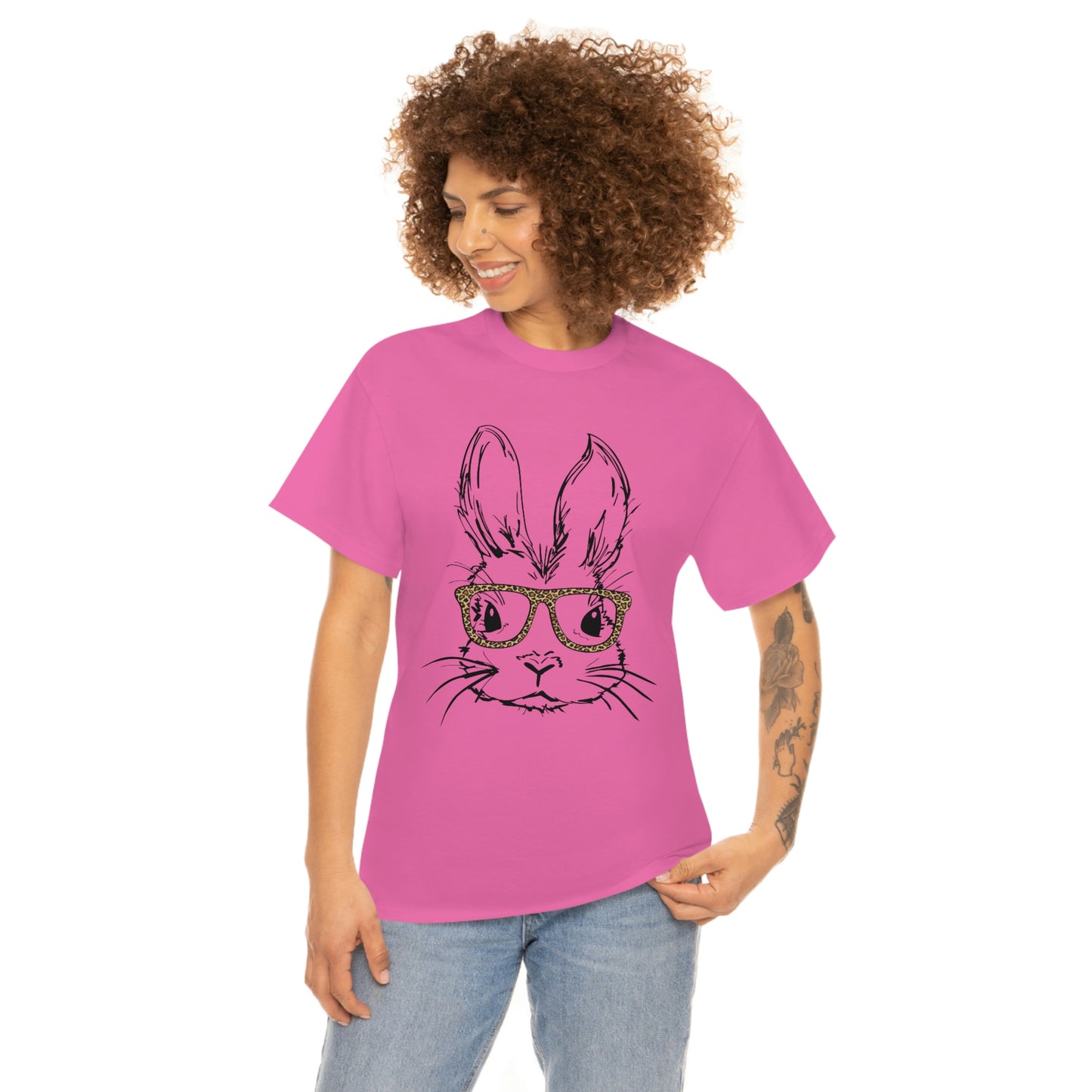 Easter Bunny With Glasses Unisex Heavy Cotton Tee