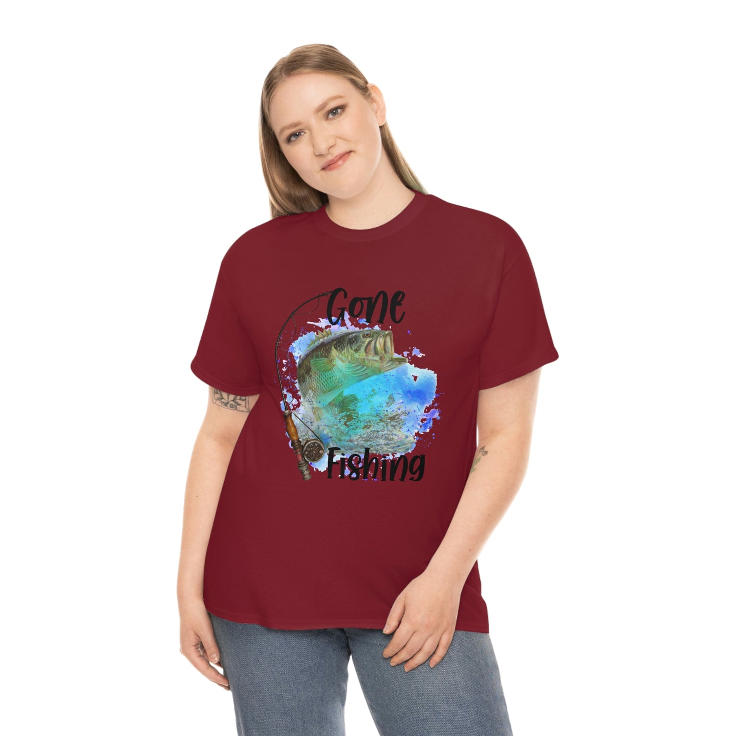 Gone Fishing Unisex Heavy Cotton Tee