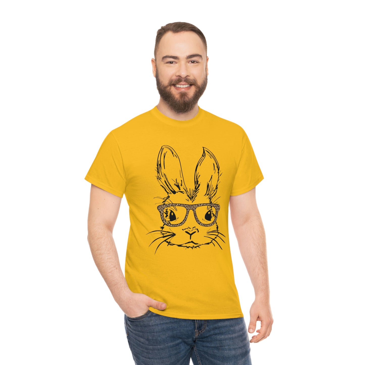 Easter Bunny With Glasses Unisex Heavy Cotton Tee