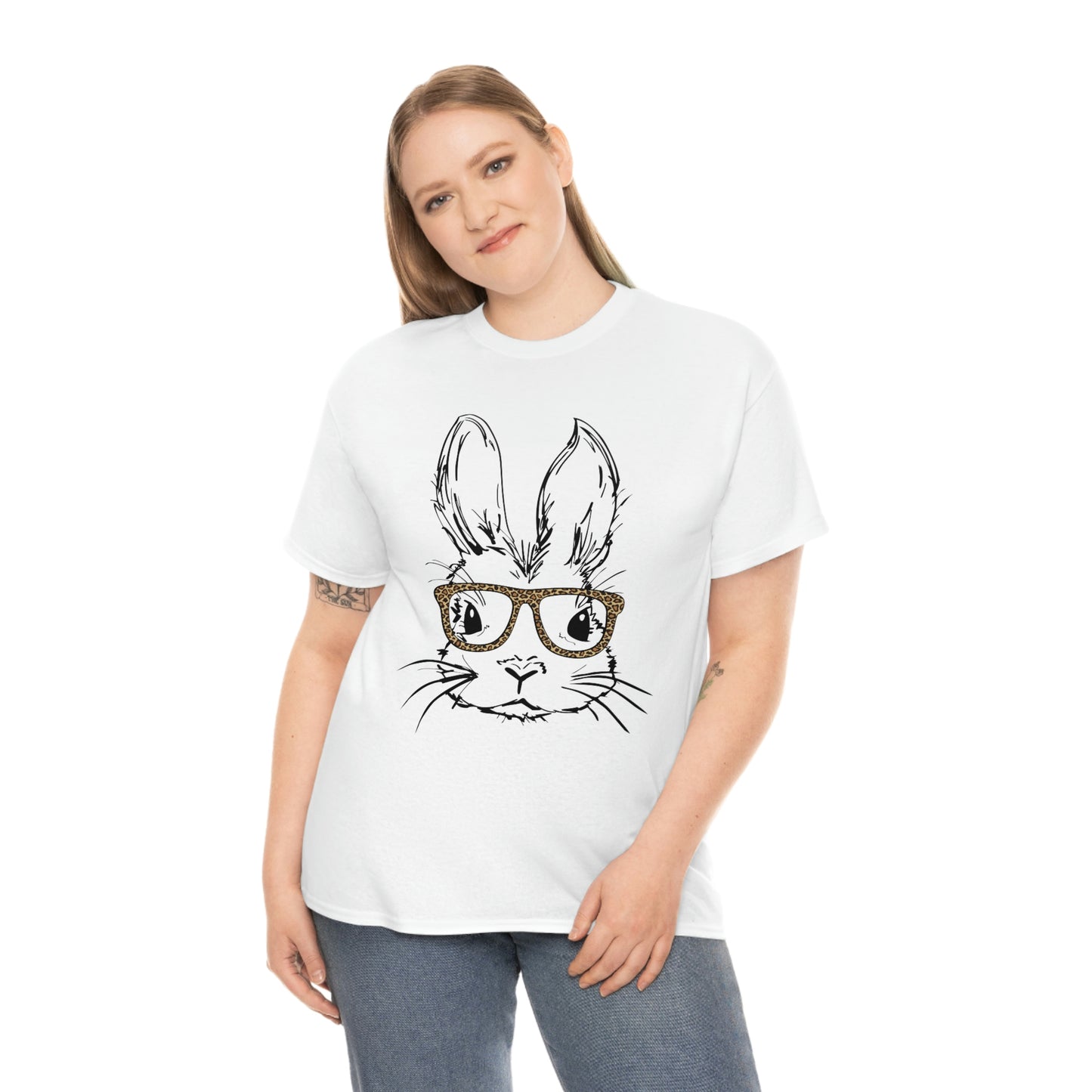 Easter Bunny With Glasses Unisex Heavy Cotton Tee