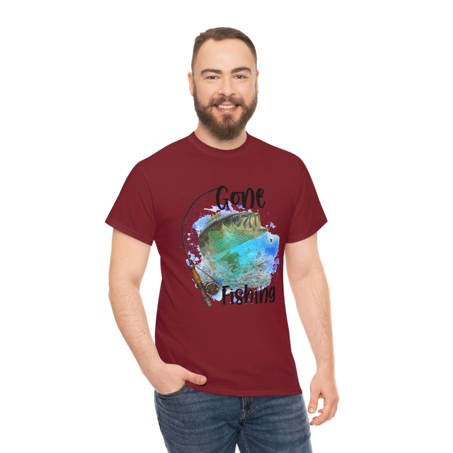 Gone Fishing Unisex Heavy Cotton Tee