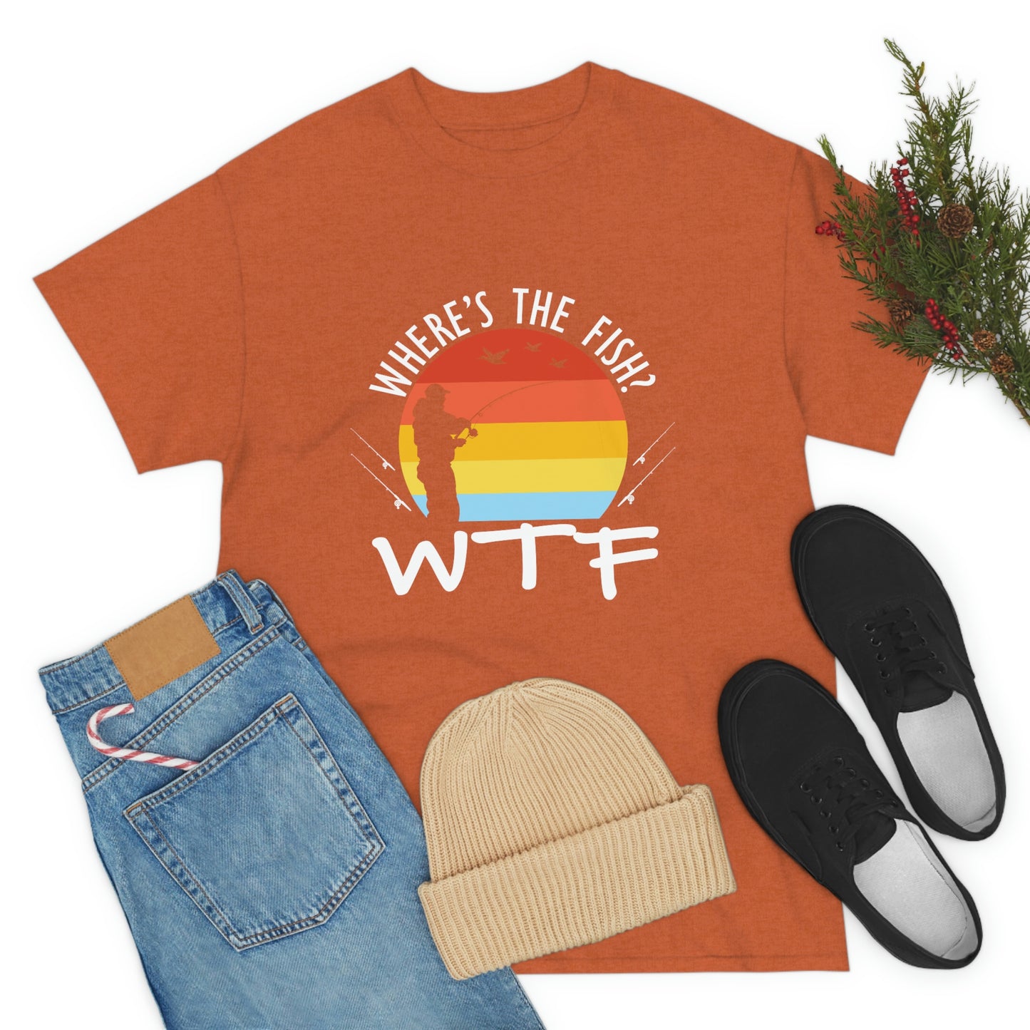 Where's The Fish  WTF Unisex Heavy Cotton Tee