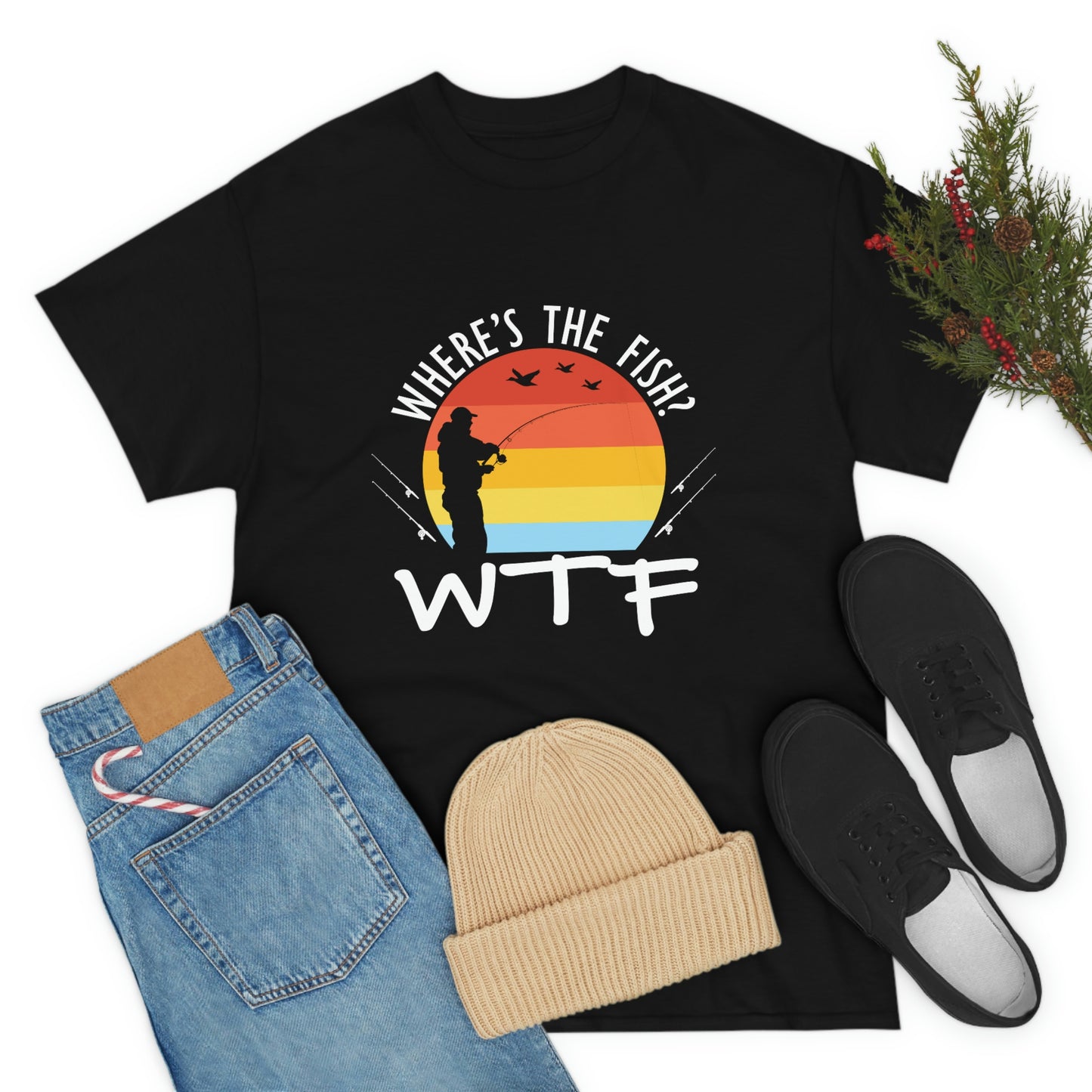 Where's The Fish  WTF Unisex Heavy Cotton Tee